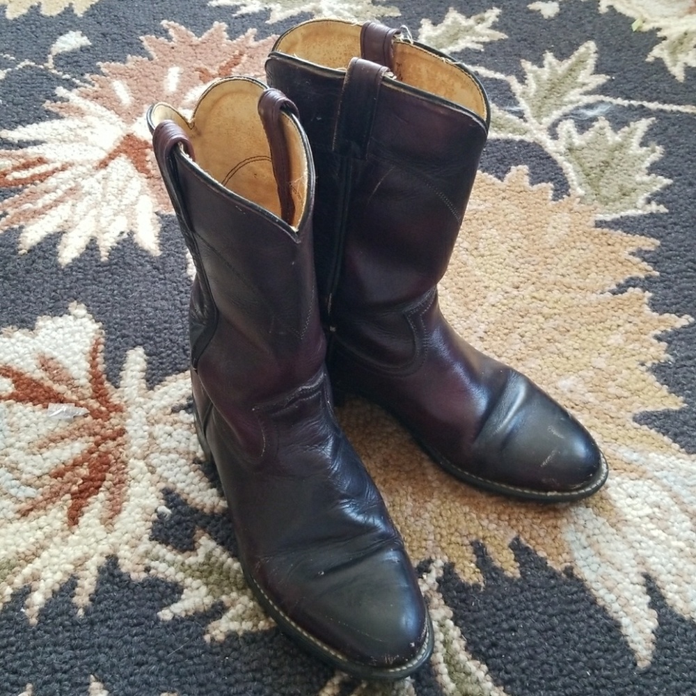 Genuine Leather Mahogany-Brown Cowboy Boots